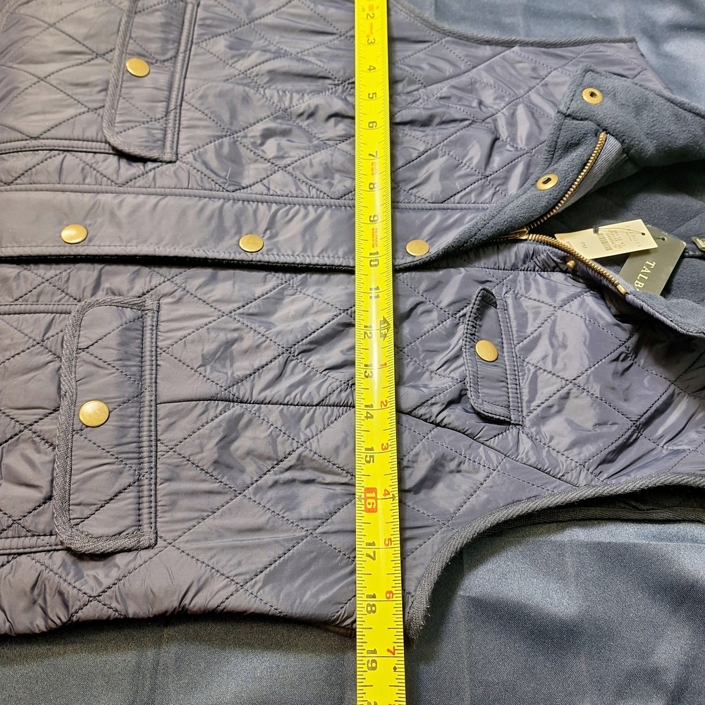 NEW Talbots Quilted Vest Petite Med Navy Blue Light Jacket Full Zip Snap Pockets - Picture 6 of 8